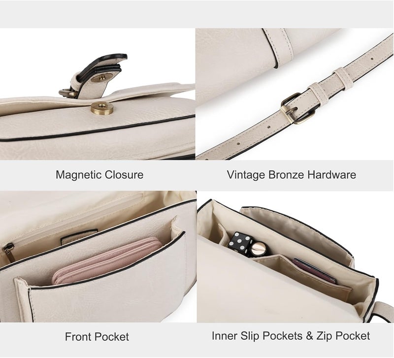 AFKOMST Crossbody Bags for Women,Small Saddle Purse and Boho Cross Body Handbags,Vegan Leather - Image 5